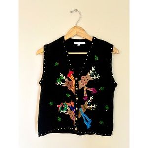 Vintage Christmas Vest— Holiday Deer Motif 🦌